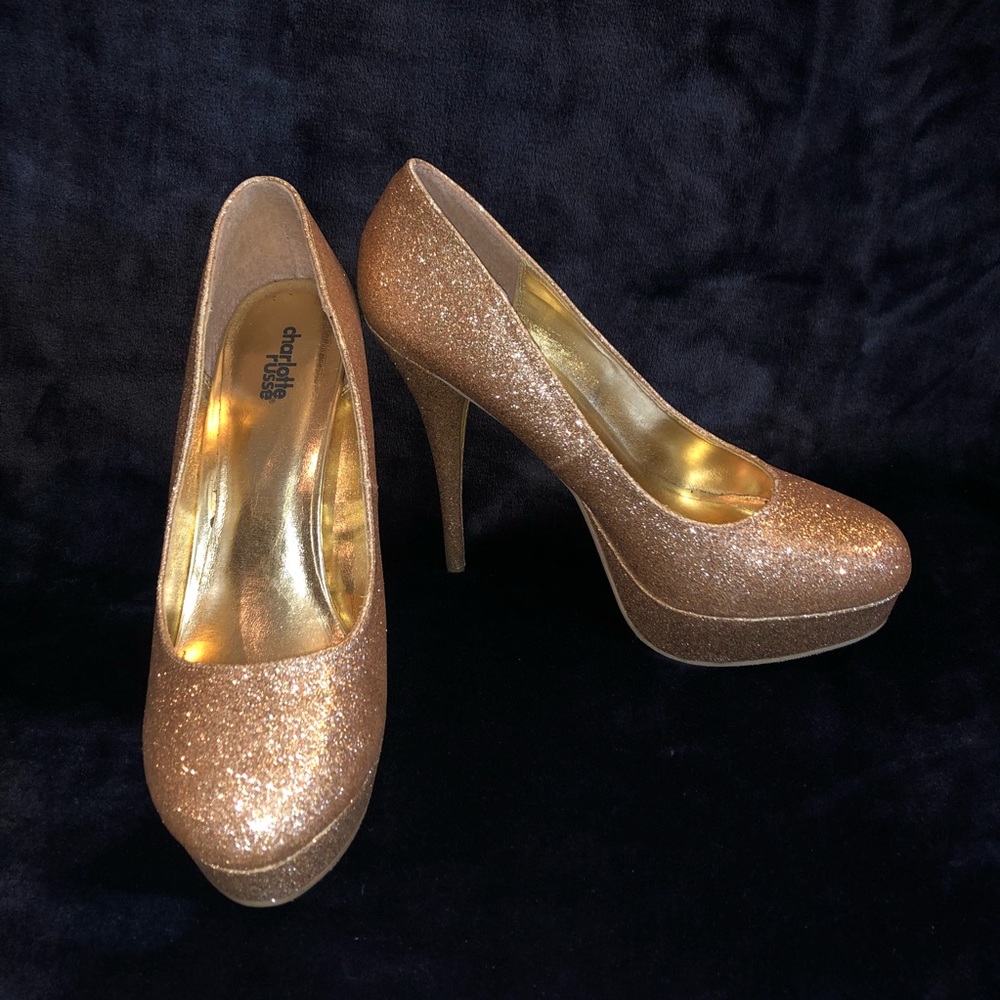 Gold Glitter Charlotte Russe Stiletto Pumps